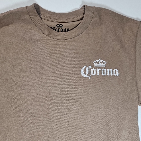 Corona T-shirt Mens‎ Small Tan Brown Casual Mexican Cerveza Beer Graphic Tee - Picture 6 of 6